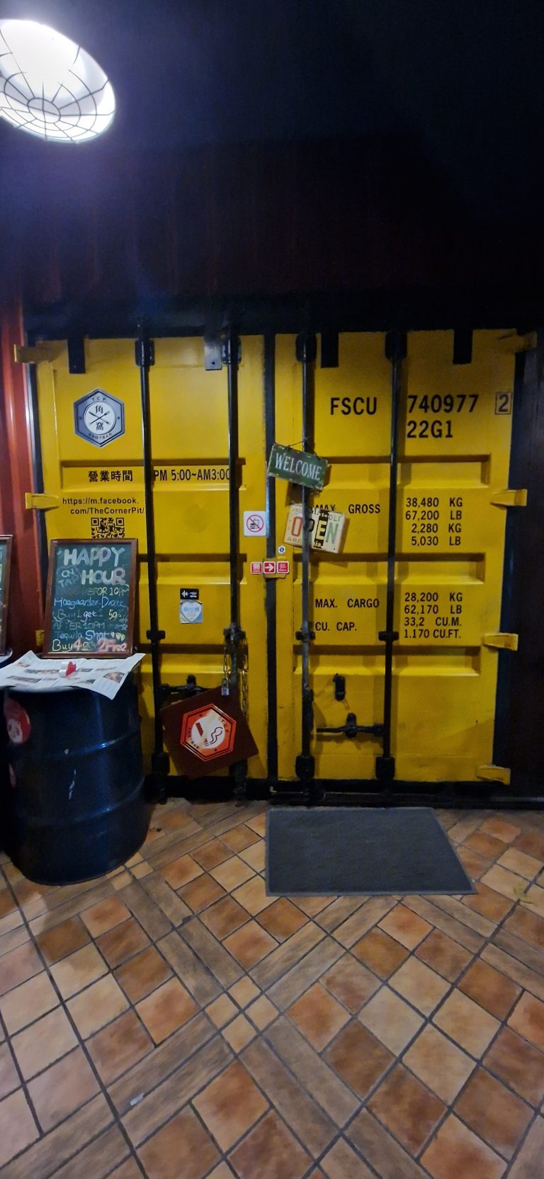 Bar entrance looking like containers